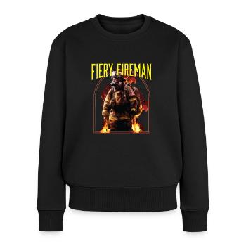 Fiery Fireman Fire Rescue Firefighting Firefighter - Frauen Premium Bio Pullover - Schwarz - Vorne - Julia (174cm)