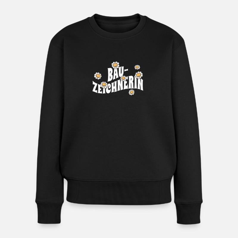 Ingenieur niedliche Blumen Bauzeichnerin - Frauen Premium Bio Pullover - Schwarz