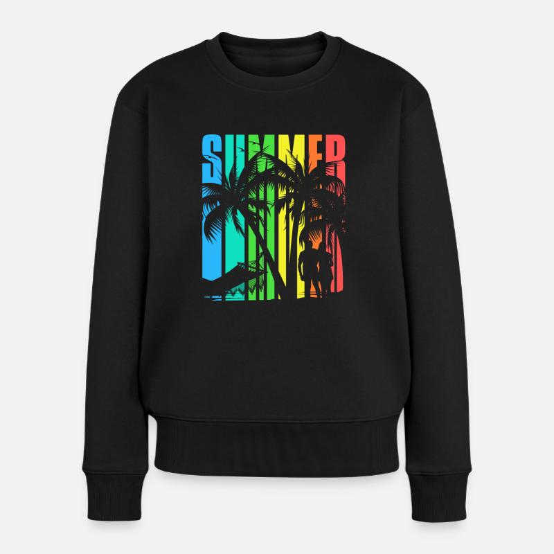 SUMMER Theme colourful Beach - Frauen Premium Bio Pullover - Schwarz