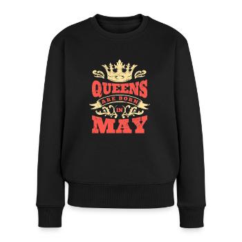 Les reines sont nées en mai mai mai - Pull Premium bio Femme - noir - Devant - Julia (174cm)