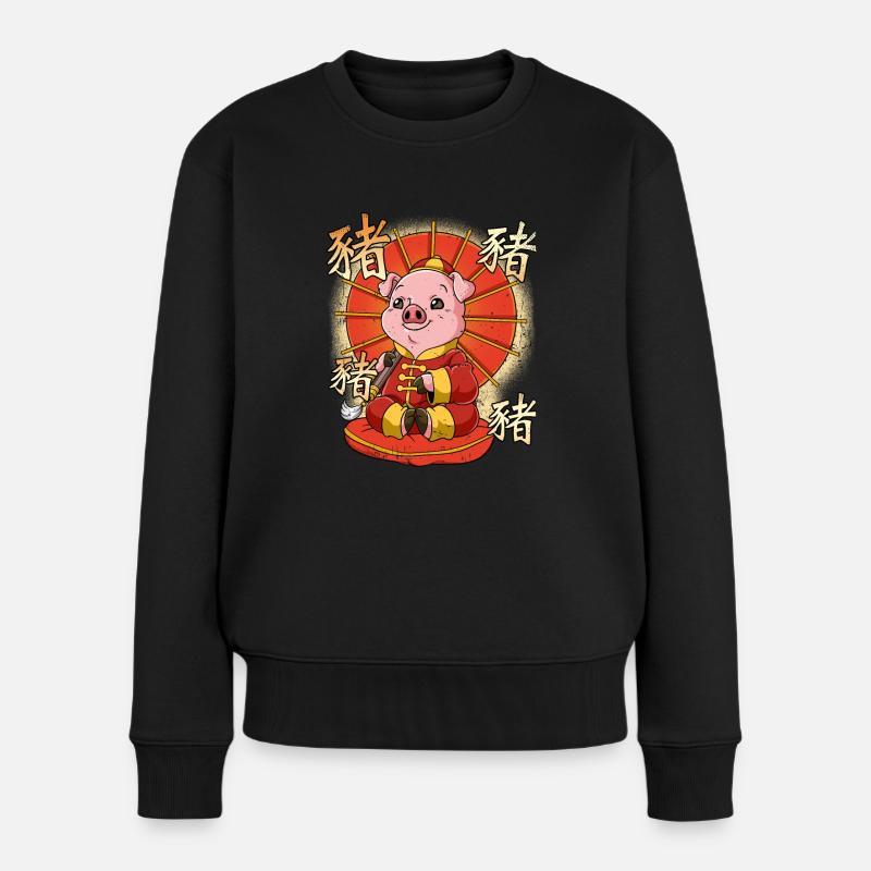 Année du Cochon Nouvel An lunaire chinois - Pull Premium bio Femme - noir