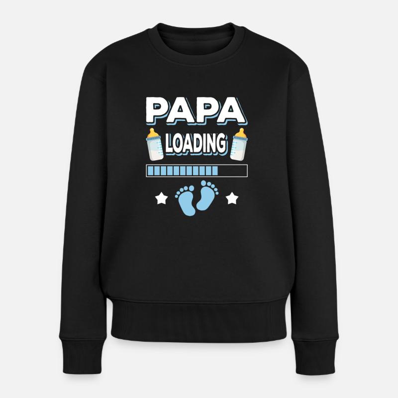 Papa Loading Vater Väter Vatertag - Frauen Premium Bio Pullover - Schwarz