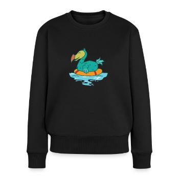 Dodo dans l’eau avec un oiseau flottant - Pull Premium bio Femme - noir - Devant - Julia (174cm)