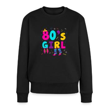 80's Girl Achtziger Frau - Frauen Premium Bio Pullover - Schwarz - Vorne - Julia (174cm)