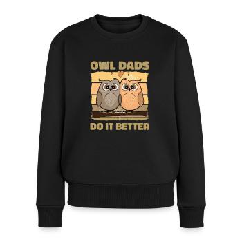 Les papas hiboux le font mieux - Pull Premium bio Femme - noir - Devant - Julia (174cm)