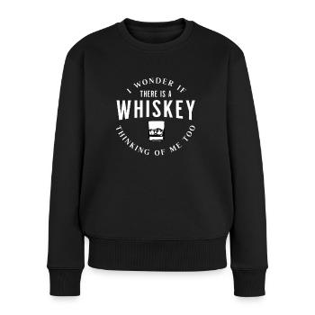 Je me demande s’il y a une fête amusante au whisky - Pull Premium bio Femme - noir - Devant - Julia (174cm)
