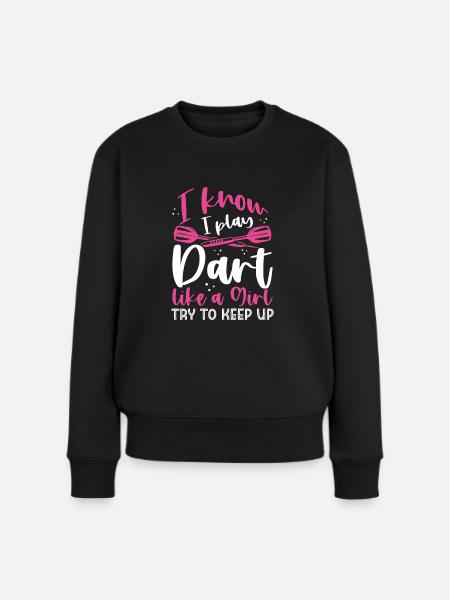 Girl plays darts - Women's Premium Organic Jumper - black
