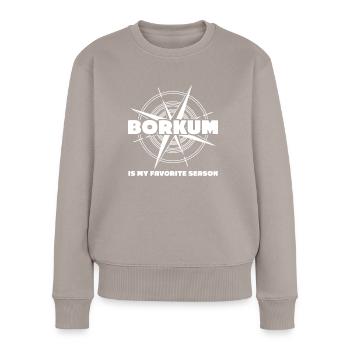 Borkum - Frauen Premium Bio Pullover - Taupe - Vorne - Julia (174cm)