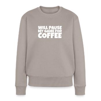 Gamer Gaming Nerd Coffee Lover Gift - Women's Premium Organic Jumper - taupe - Front - Julia (174cm)