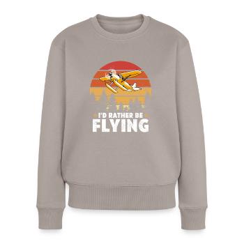 I'd rather be Flying - Frauen Premium Bio Pullover - Taupe - Vorne - Julia (174cm)