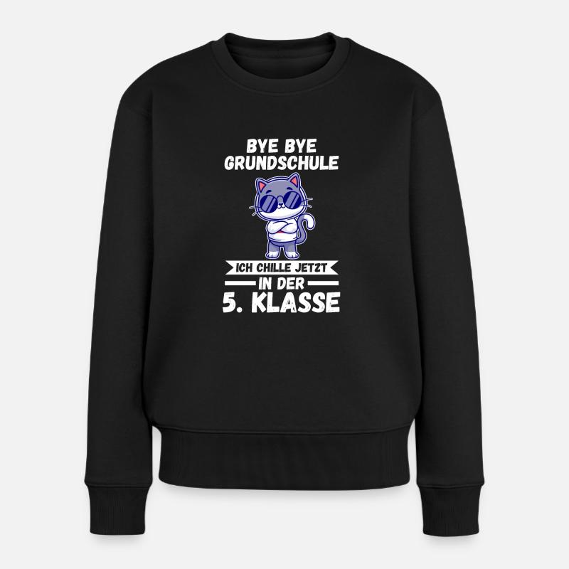 Katze Fünftklässler Fünfte Klasse - Frauen Premium Bio Pullover - Schwarz