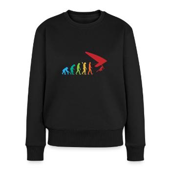 EVOLUTION HÄNGEGLEITER - Frauen Premium Bio Pullover - Schwarz - Vorne - Julia (174cm)
