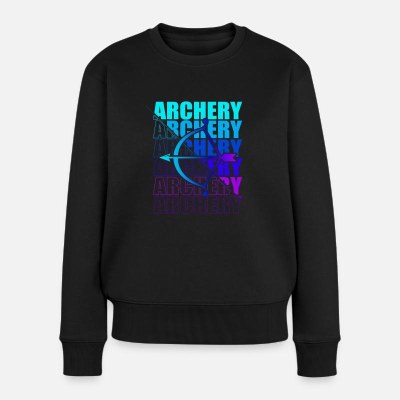 Bogensport Bogenschütze Bogenschießen Pfeil Bogen - Frauen Premium Bio Pullover - Schwarz