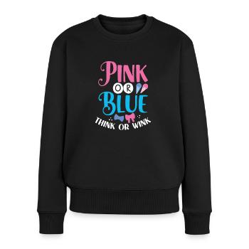 Rosa Oder Blau Denken Oder Zwinkern - Frauen Premium Bio Pullover - Schwarz - Vorne - Julia (174cm)