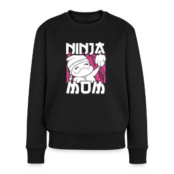 Maman ninja mignonne - Pull Premium bio Femme - noir - Devant - Julia (174cm)