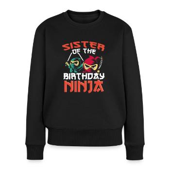 Soeur du ninja d’anniversaire - Pull Premium bio Femme - noir - Devant - Julia (174cm)
