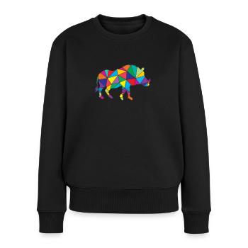 Sanglier polygonal de phacochère - Pull Premium bio Femme - noir - Devant - Julia (174cm)