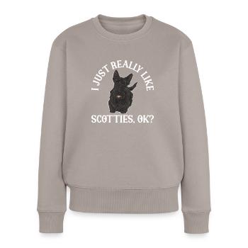 Scottish Terrier Scottie Hund - Frauen Premium Bio Pullover - Taupe - Vorne - Julia (174cm)