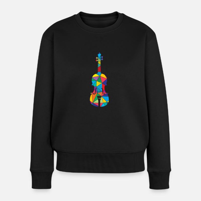 Low Poly Musical Polygon Violon - Pull Premium bio Femme - noir
