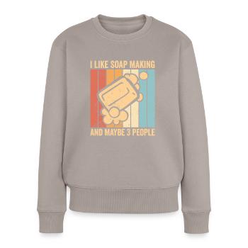 Fabricant de savon amusant - Pull Premium bio Femme - taupe - Devant - Julia (174cm)