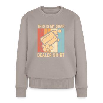 Fabricant de savon amusant - Pull Premium bio Femme - taupe - Devant - Julia (174cm)