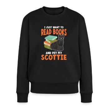 Scottish Terrier Scottie Hund - Frauen Premium Bio Pullover - Schwarz - Vorne - Julia (174cm)