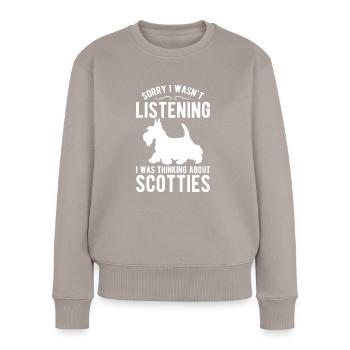 Scottish Terrier Scottie Hund - Frauen Premium Bio Pullover - Taupe - Vorne - Julia (174cm)