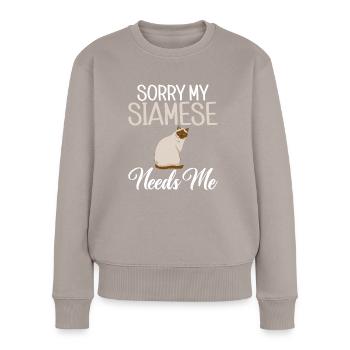 Siamesische Katze Geschenke - Frauen Premium Bio Pullover - Taupe - Vorne - Julia (174cm)