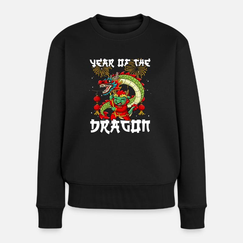 Jahr Des Drachen Mondneujahrsfest Chinesisches - Frauen Premium Bio Pullover - Schwarz