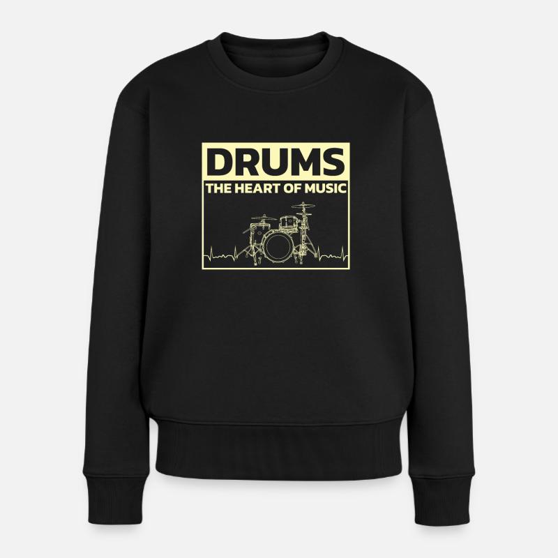 Drums Schlagzeuger Schlagzeugspieler Drummer - Frauen Premium Bio Pullover - Schwarz