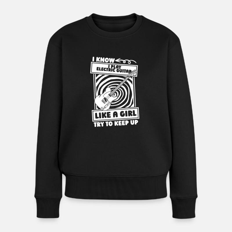 E Gitarre Elektrogitarre Mädchen - Frauen Premium Bio Pullover - Schwarz