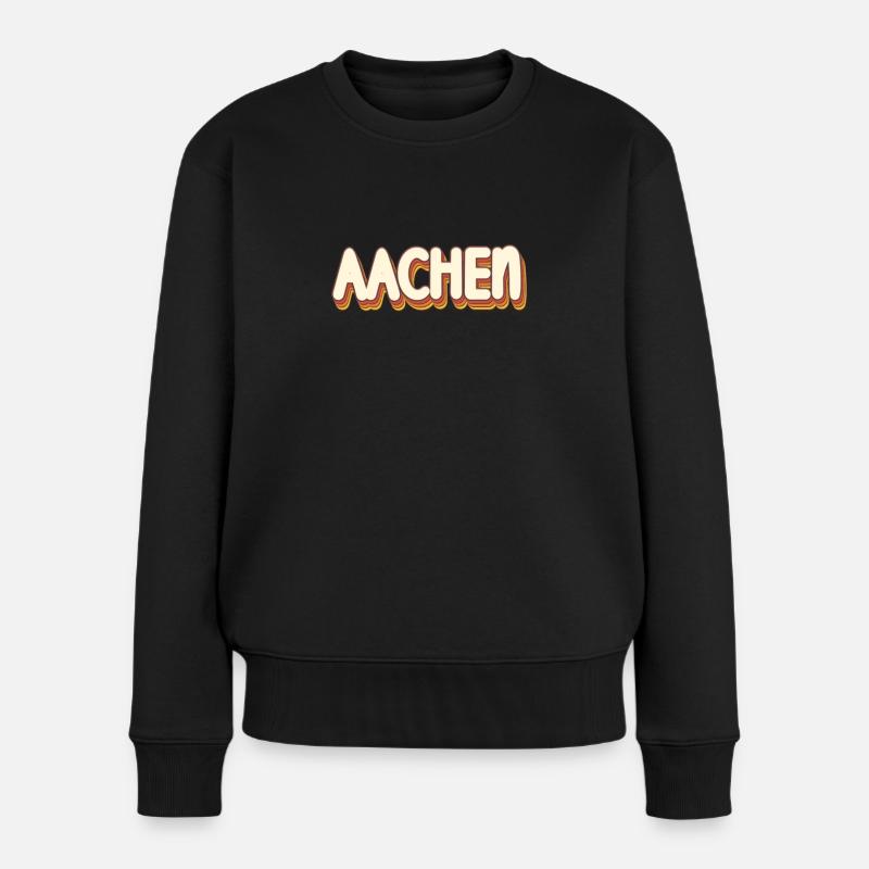 Aachenerin Aachener Aachen - Frauen Premium Bio Pullover - Schwarz