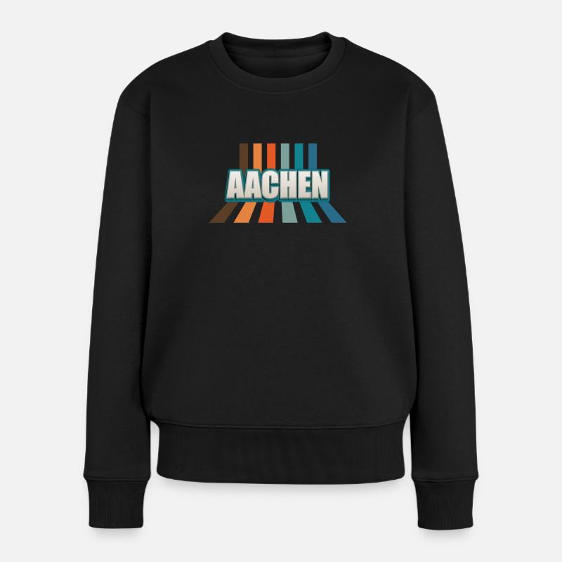 Aachenerin Aachener Aachen - Frauen Premium Bio Pullover - Schwarz