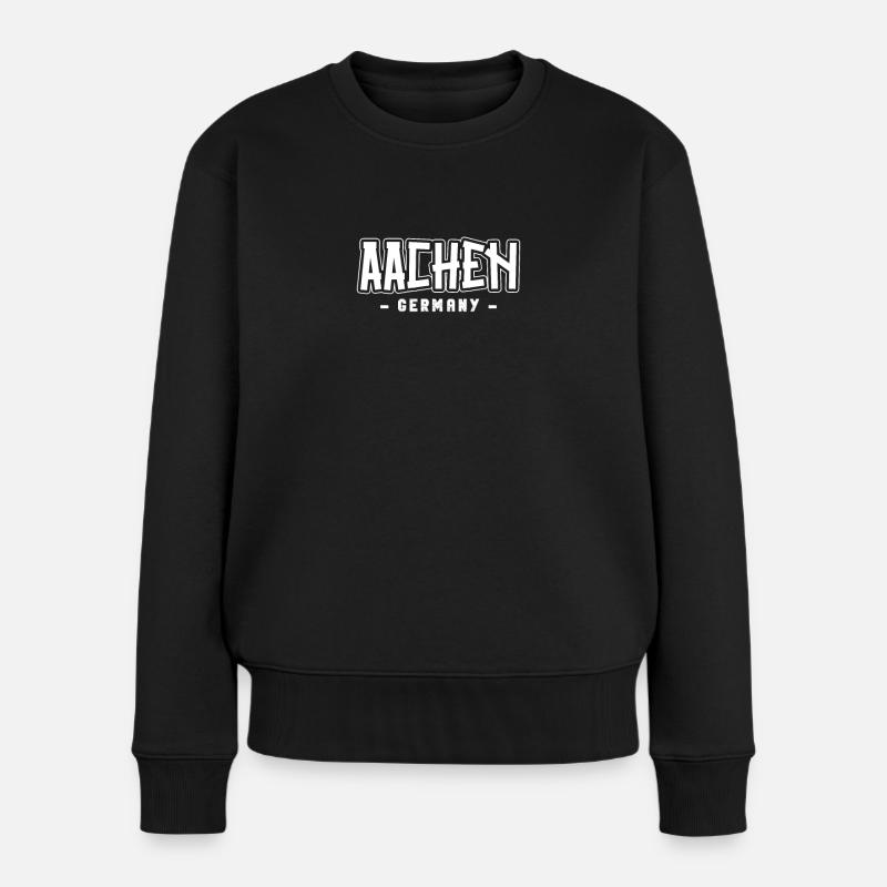 Aachenerin Aachener Aachen - Frauen Premium Bio Pullover - Schwarz