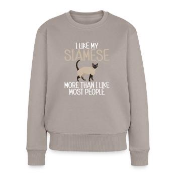 Siamesische Katze Geschenke - Frauen Premium Bio Pullover - Taupe - Vorne - Julia (174cm)
