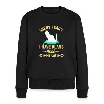 Ich kann nicht Habe Pläne mit meiner Katze - Frauen Premium Bio Pullover - Schwarz - Vorne - Julia (174cm)