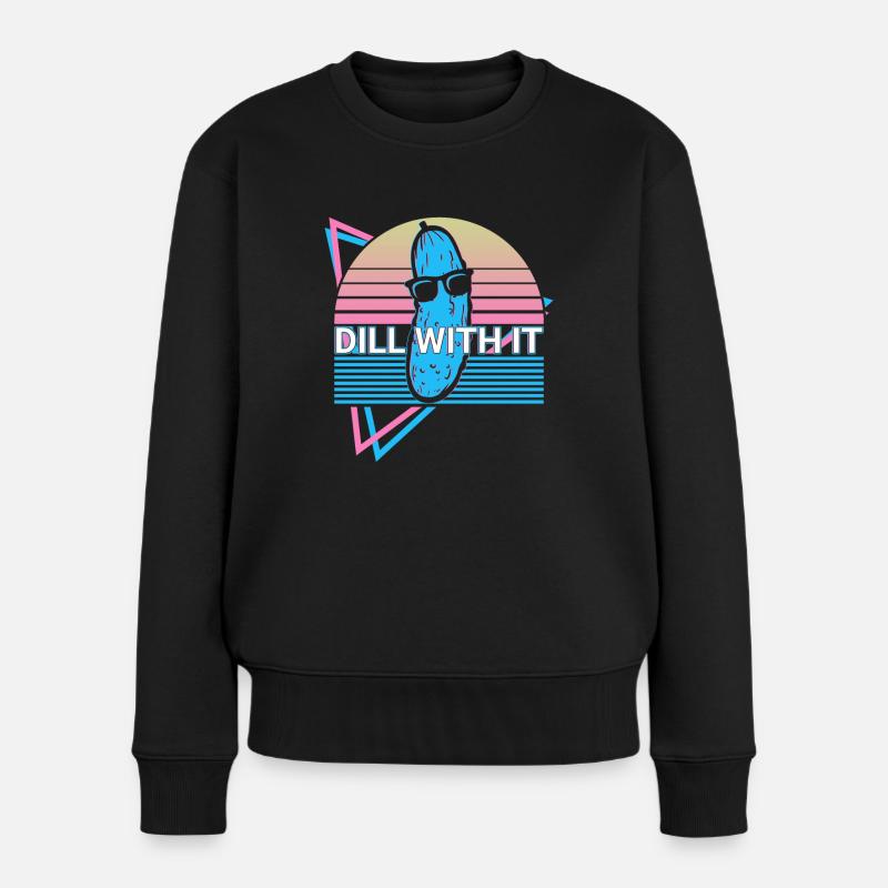 Lustige Essiggurke Retro - Frauen Premium Bio Pullover - Schwarz
