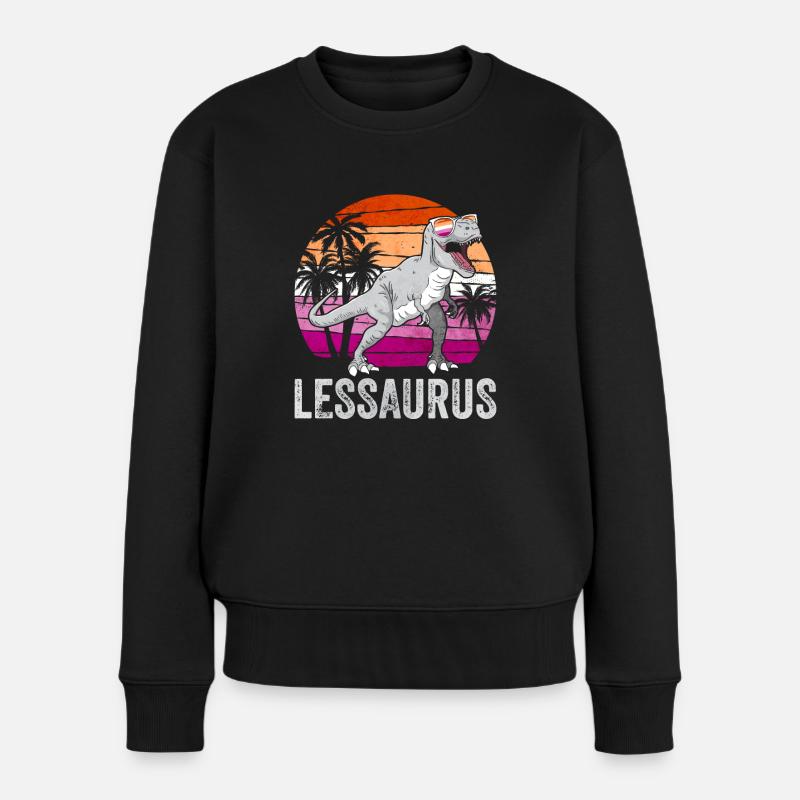 Lesben Stolz Flagge Dinosaurier Trex LGBTQ - Frauen Premium Bio Pullover - Schwarz