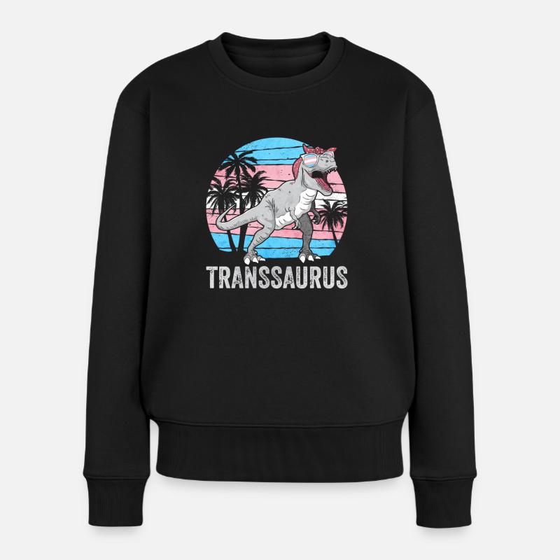 Transgender Stolz Trans Flagge Dinosaurier Trex LG - Frauen Premium Bio Pullover - Schwarz
