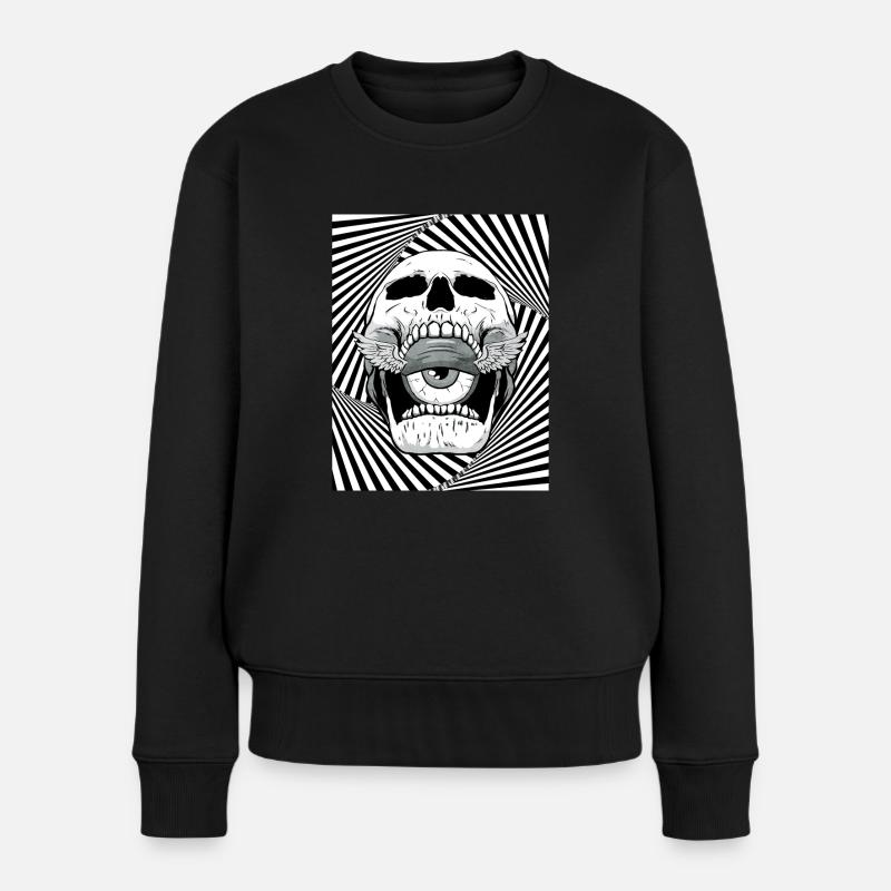 Weirdcore Aesthetic Skull Eyeball Wings - Women's Premium Organic Jumper - black