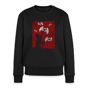 Weirdcore Aesthetic Black Cat Eyeballs Wings - Women's Premium Organic Jumper - black - Front - Julia (174cm)
