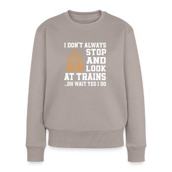 Classic Locomotive Railway Fan - Women's Premium Organic Jumper - taupe - Front - Julia (174cm)