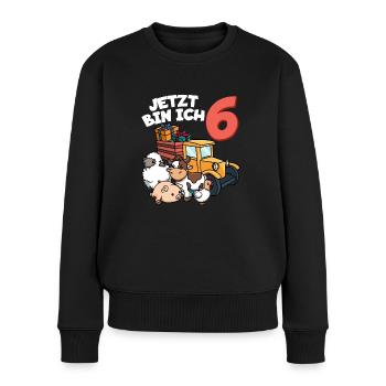 Ich bin schon 6 Traktor 6. Geburtstag - Frauen Premium Bio Pullover - Schwarz - Vorne - Julia (174cm)