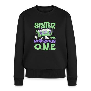 Drôle de sœur hip-hop old-school - Pull Premium bio Femme - noir - Devant - Julia (174cm)