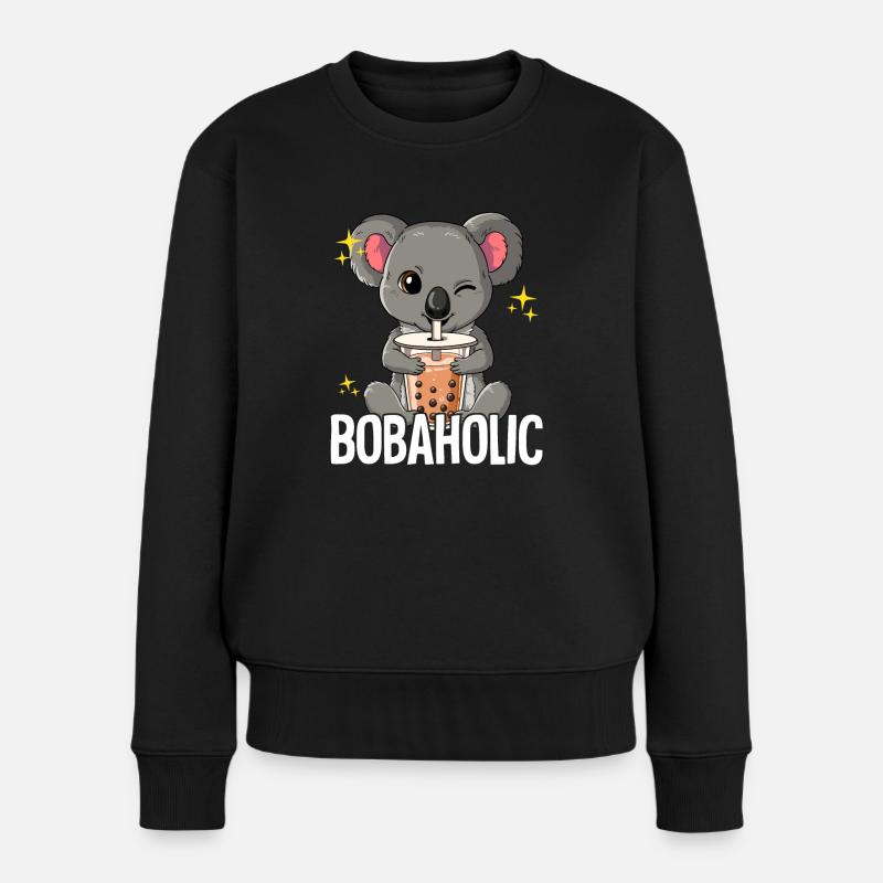 Bubble Tea Koala Boba Tea Bobaholic - Women's Premium Organic Jumper - black