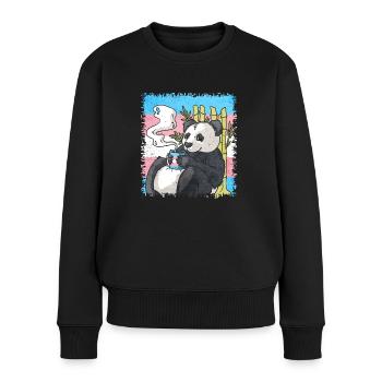 Transgender Stolz Trans Flagge Panda Kaffee Sublte - Frauen Premium Bio Pullover - Schwarz - Vorne - Julia (174cm)