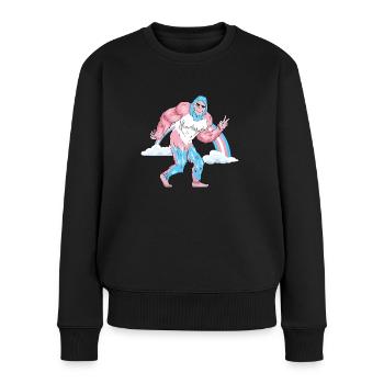 Transgender Stolz Trans Flagge Regenbogen Bigfoot - Frauen Premium Bio Pullover - Schwarz - Vorne - Julia (174cm)