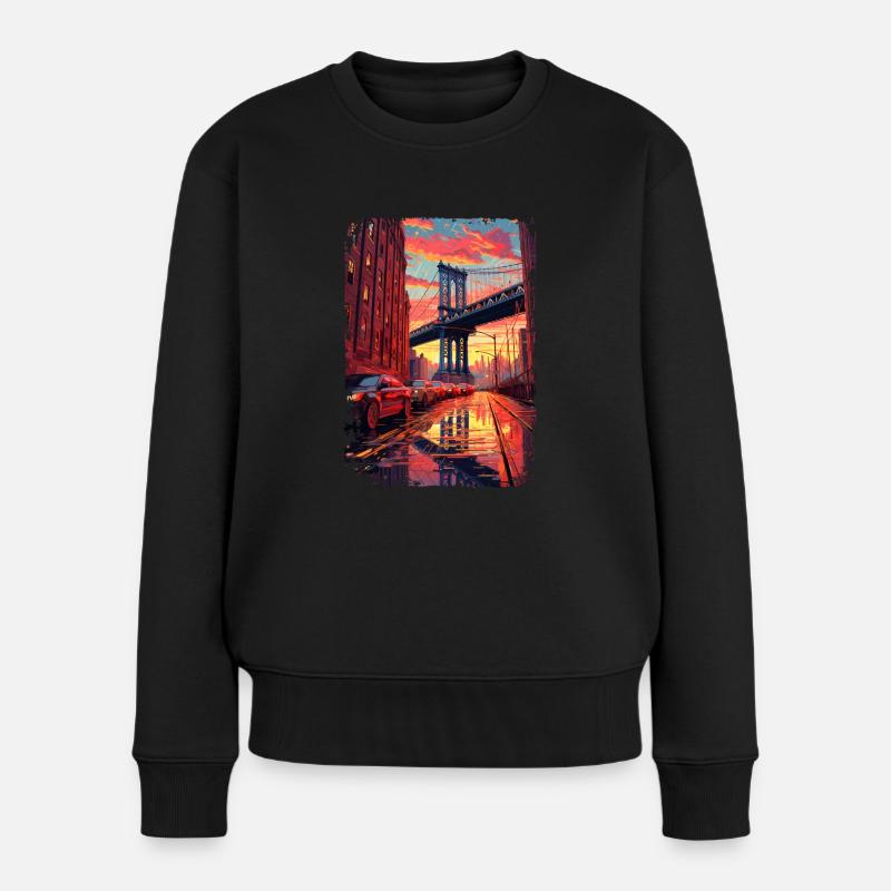 New York - Frauen Premium Bio Pullover - Schwarz