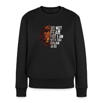 Christliche religiöse Bibel Schriften Sprüche Löwe - Frauen Premium Bio Pullover - Schwarz - Vorne - Julia (174cm)