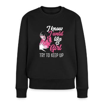 Je transpire comme une fille - Pull Premium bio Femme - noir - Devant - Julia (174cm)